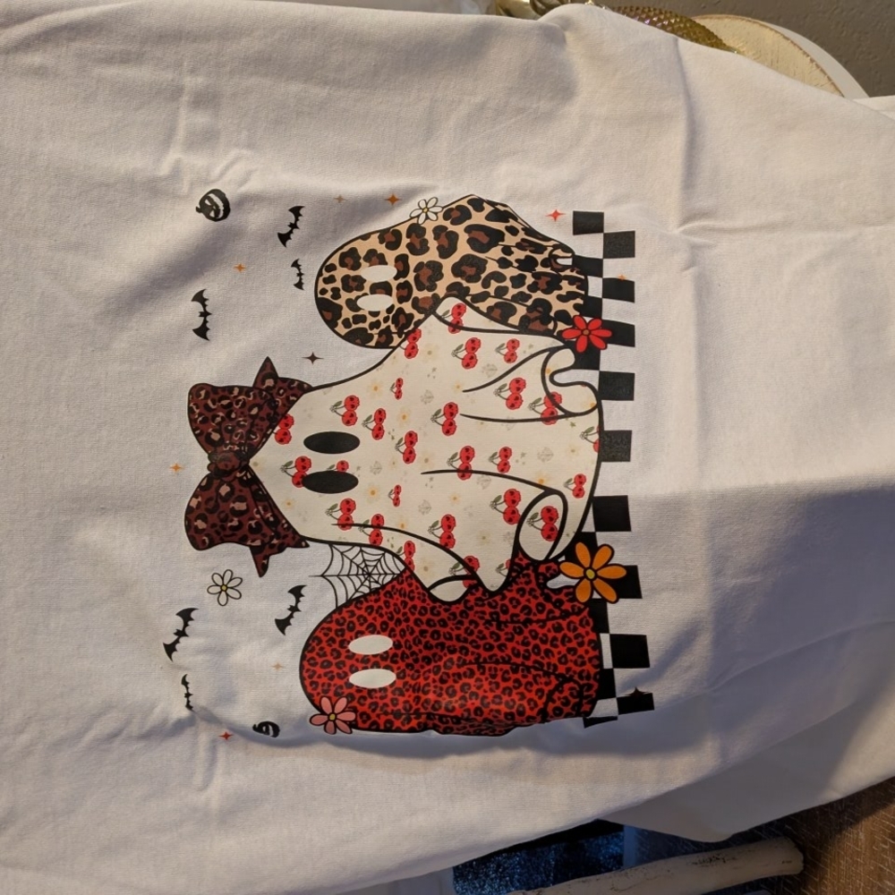 Gildan White Tee with Ghost Print - Picture 8 of 8